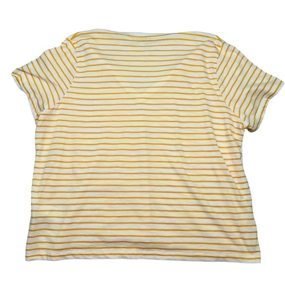 Madewell Theresa Striped Short Sleeve V Neck Top In Pollen Yellow Cotton Size 2X - Picture 6 of 13